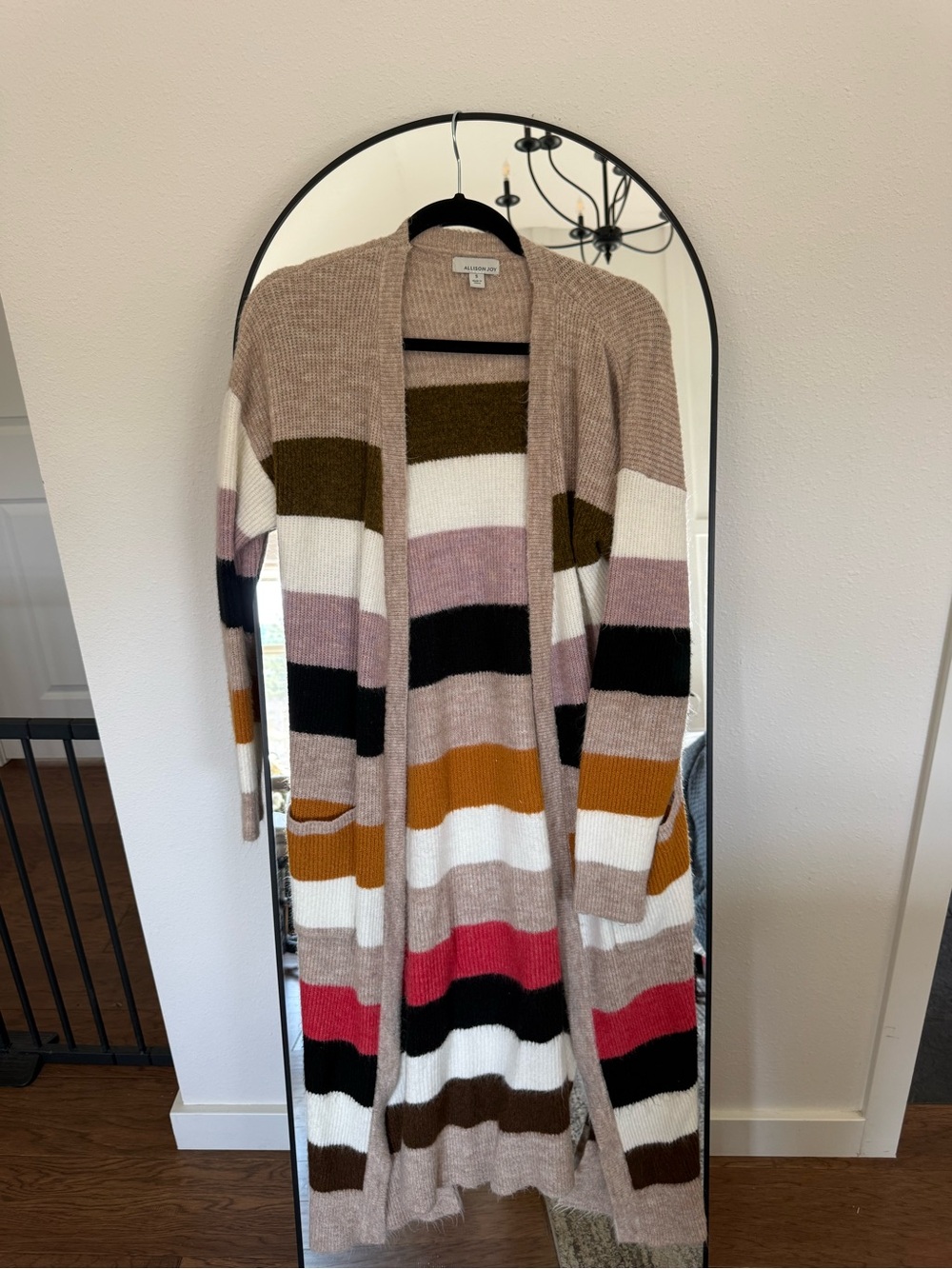 Long Open-Front Striped Cardigan Sweater - Multi